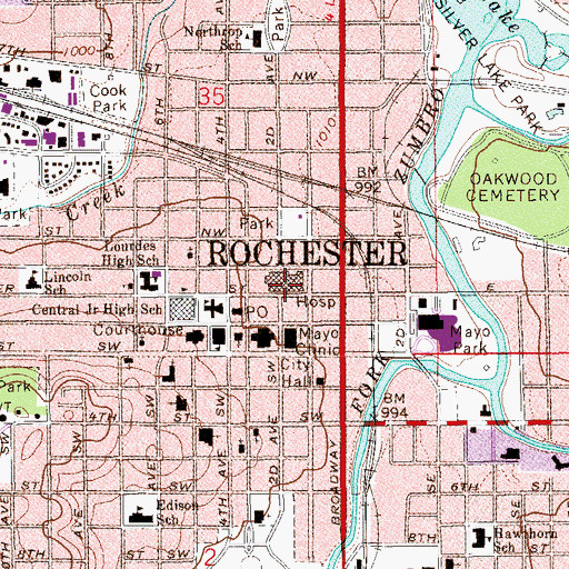 Topographic Map of Eisenberg Building, MN