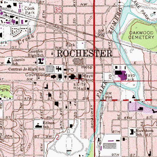 Topographic Map of Plummer Building, MN