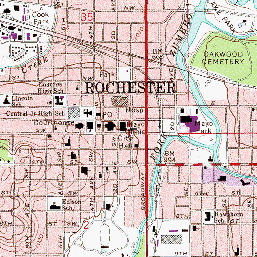 Topographic Map of United States Bank Centerplace Building, MN