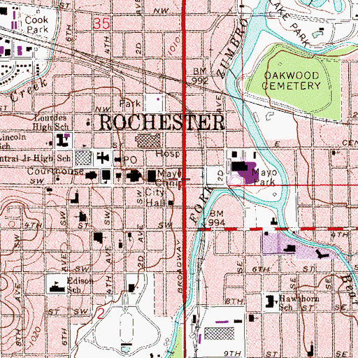 Topographic Map of Pavilion Building, MN