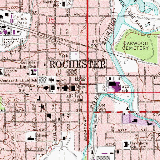 Topographic Map of Wells Fargo Bank Building, MN
