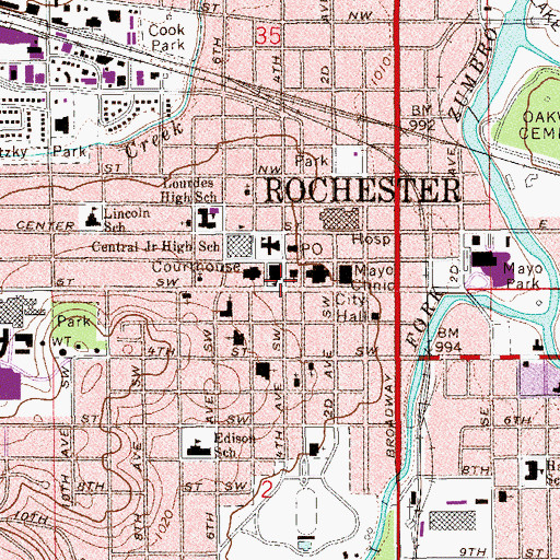 Topographic Map of Ozmun East Building, MN