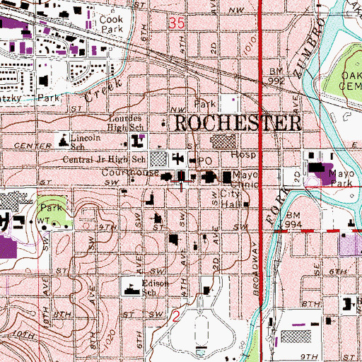 Topographic Map of Ozmun Center Building, MN