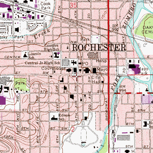 Topographic Map of Baldwin Building, MN