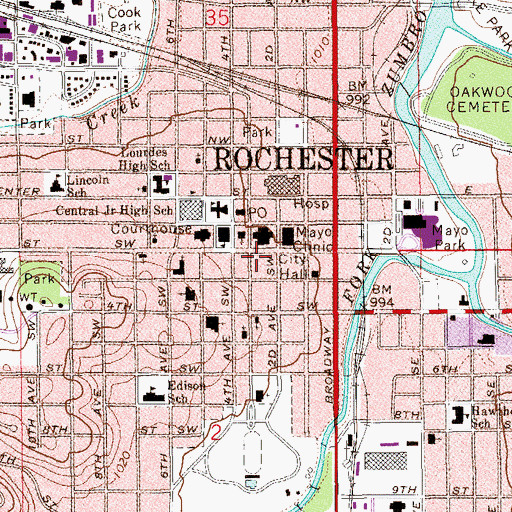 Topographic Map of Mitchell Student Center, MN