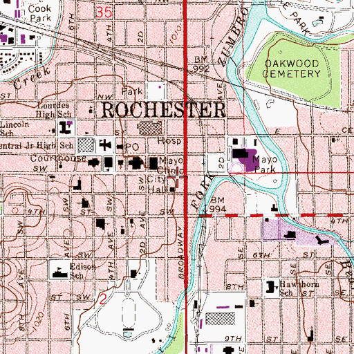 Topographic Map of Lanmark Center, MN
