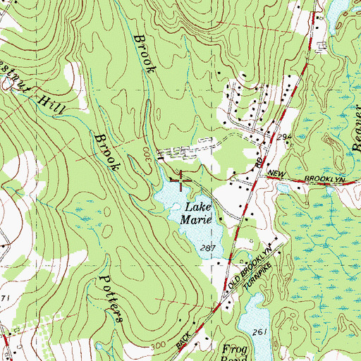 Topographic Map of Ballymahack Brook, CT