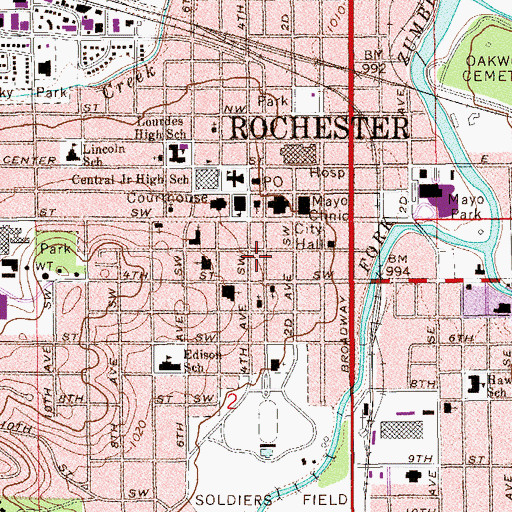 Topographic Map of Medical Services Building, MN