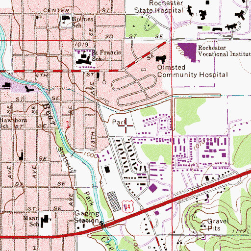 Topographic Map of Homestead Park, MN