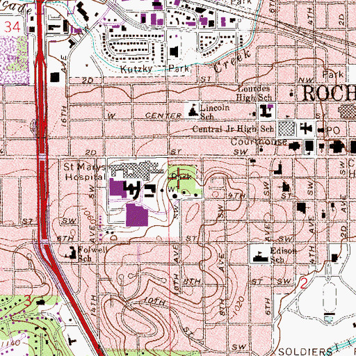 Topographic Map of Saint Marys Park, MN