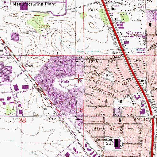 Topographic Map of Nachreiner Park, MN