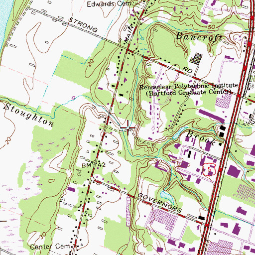 Topographic Map of Bancroft Brook, CT