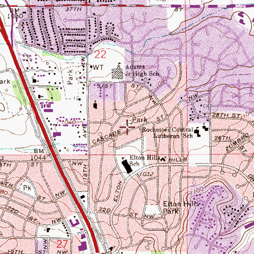 Topographic Map of Crescent Park, MN