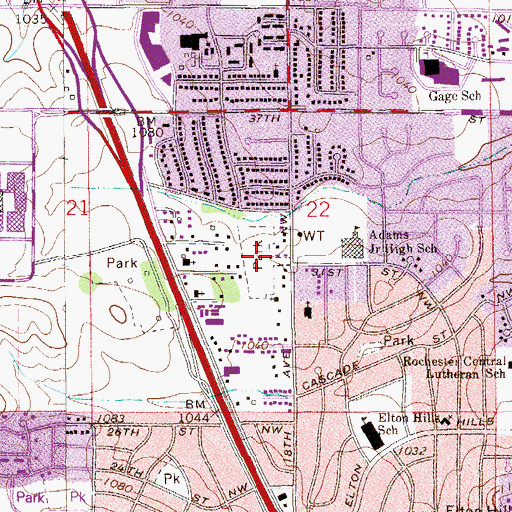 Topographic Map of Allendale Park, MN