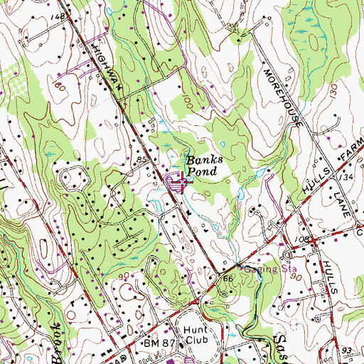 Topographic Map of Banks Pond, CT