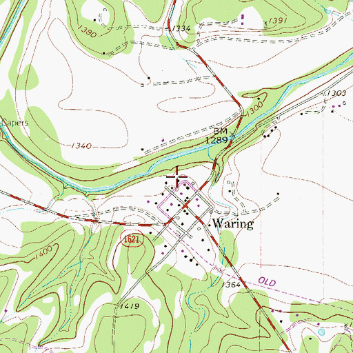 Topographic Map of Waring Community Center, TX