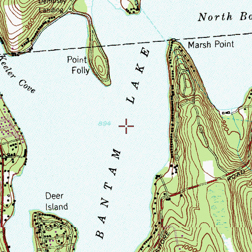 Topographic Map of Bantam Lake, CT