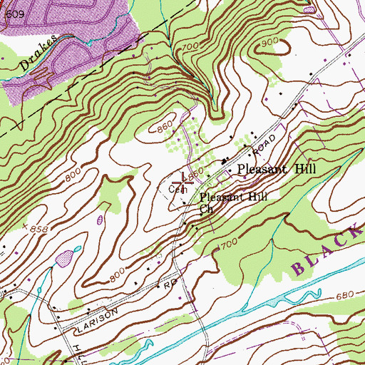 Topographic Map of Pleasant Hill Cemetery, NJ