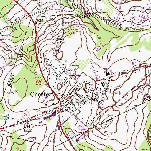 Topographic Map of First Congregational Church, NJ