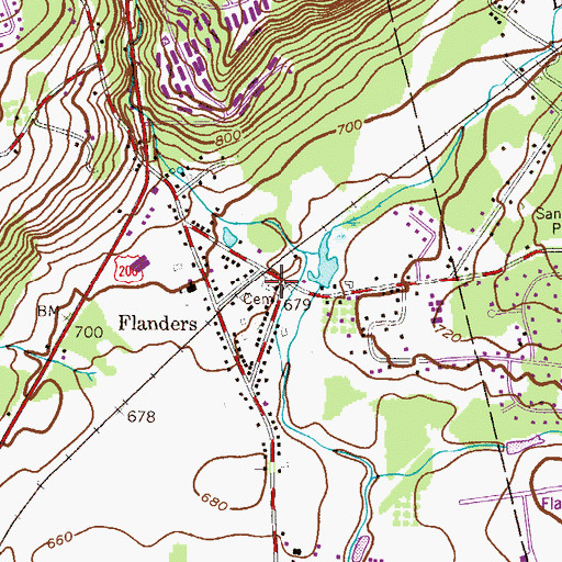 Topographic Map of Flanders United Methodist Church, NJ