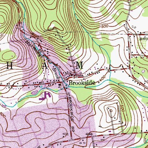 Topographic Map of Brookside Community Church, NJ