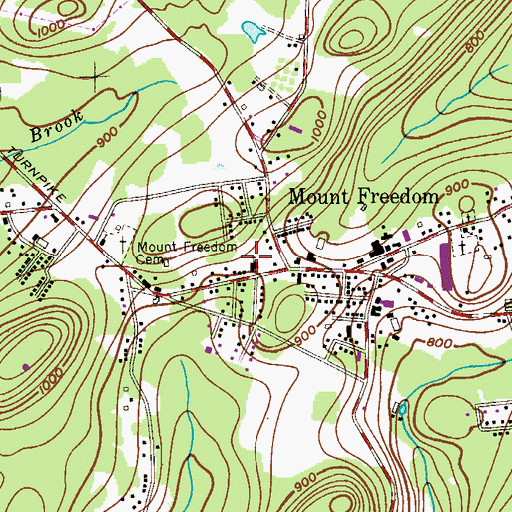 Topographic Map of Mount Freedom Jewish Center, NJ