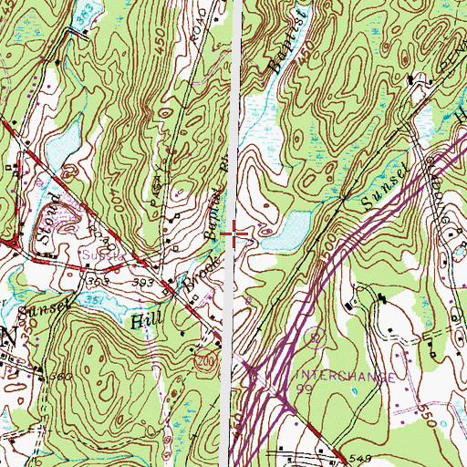 Topographic Map of Baptist Brook, CT