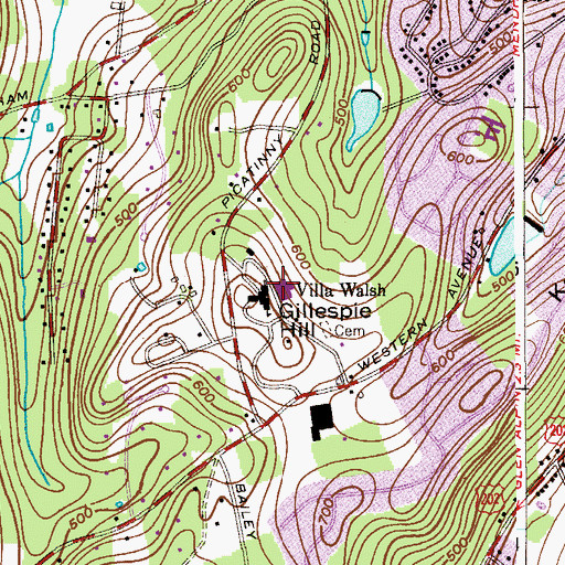 Topographic Map of Villa Walsh College, NJ