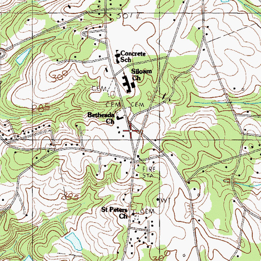 Topographic Map of Bethesda Baptist Cemetery, SC
