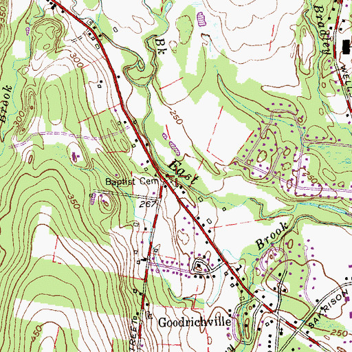 Topographic Map of Baptist Cemetery, CT