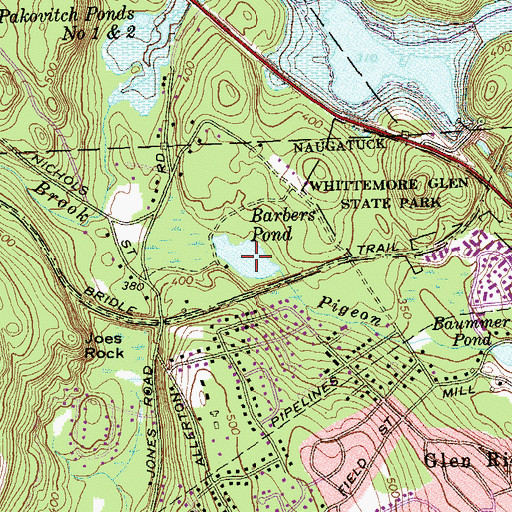 Topographic Map of Barbers Pond, CT