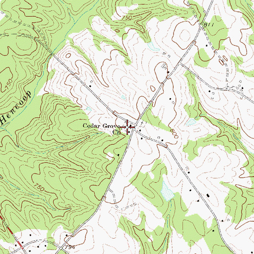 Topographic Map of Cedar Grove Baptist Cemetery, SC