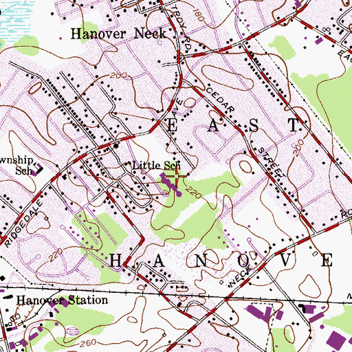 Topographic Map of East Hanover Middle School, NJ