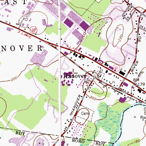 Topographic Map of Hanover Park High School, NJ