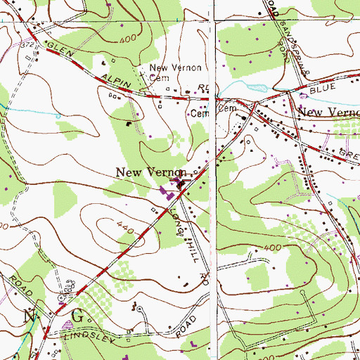 Topographic Map of Harding Township Elementary School, NJ