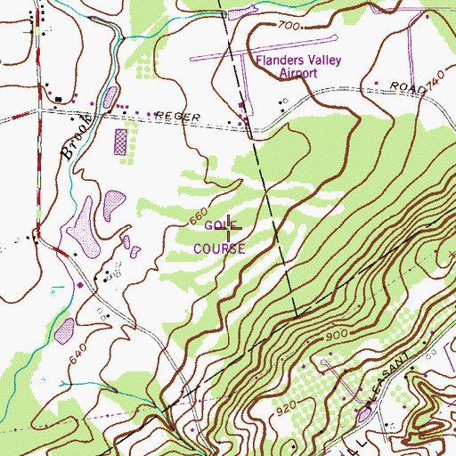 Topographic Map of Flanders Valley County Golf Course, NJ