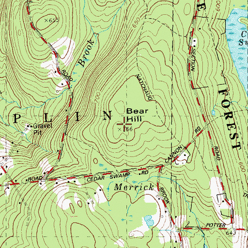 Topographic Map of Bear Hill, CT
