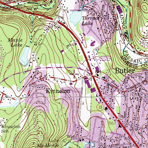 Topographic Map of Kinnelon Mall Shopping Center, NJ