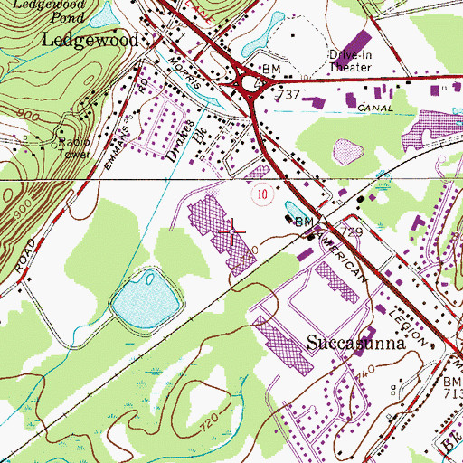 Topographic Map of Ledgewood Mall Shopping Center, NJ