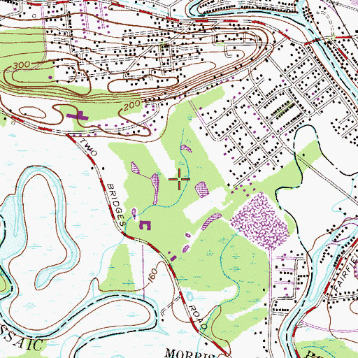 Topographic Map of Meadows Golf Club, NJ