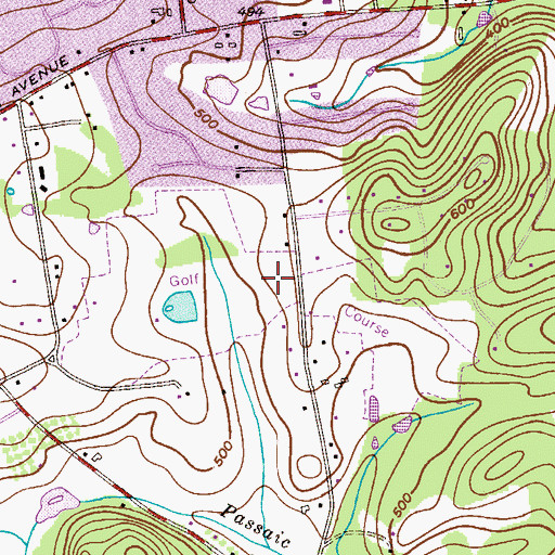 Topographic Map of Mendham Golf Course, NJ