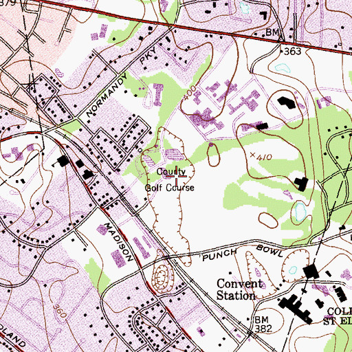 Topographic Map of Morris County Golf Club, NJ