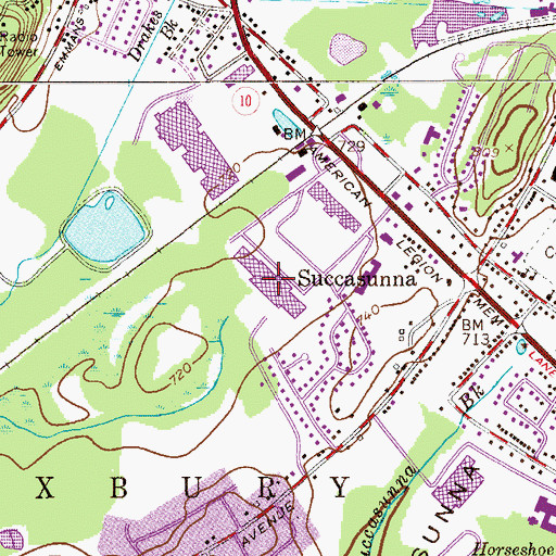 Topographic Map of Roxbury Mall Shopping Center, NJ