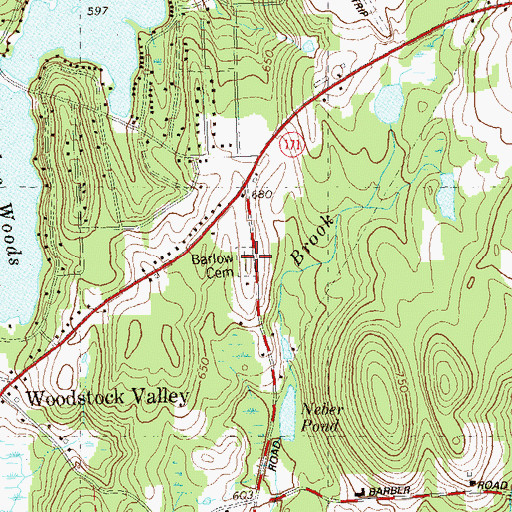 Topographic Map of Barlow Cemetery, CT