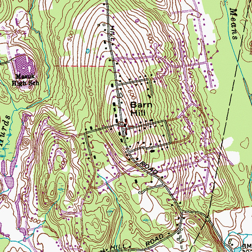 Topographic Map of Barn Hill, CT