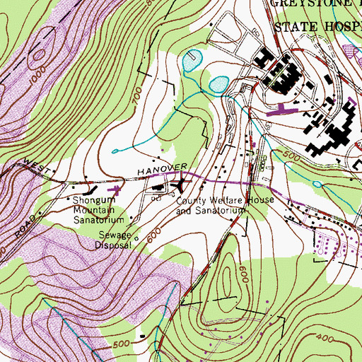 Topographic Map of Morris County Almshouse and Sanatorium (historical), NJ
