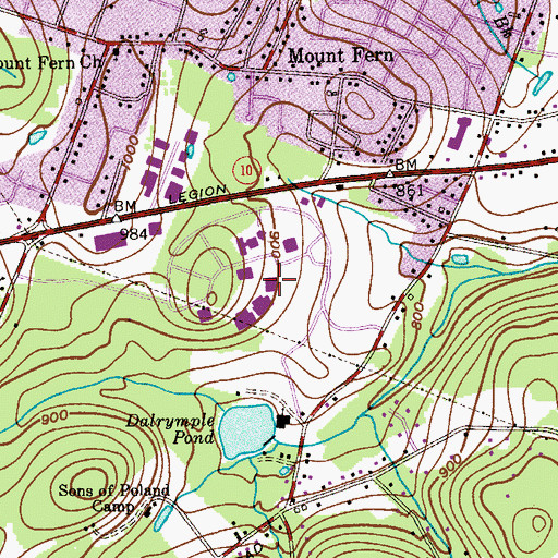 Topographic Map of Sheffield Hall, NJ