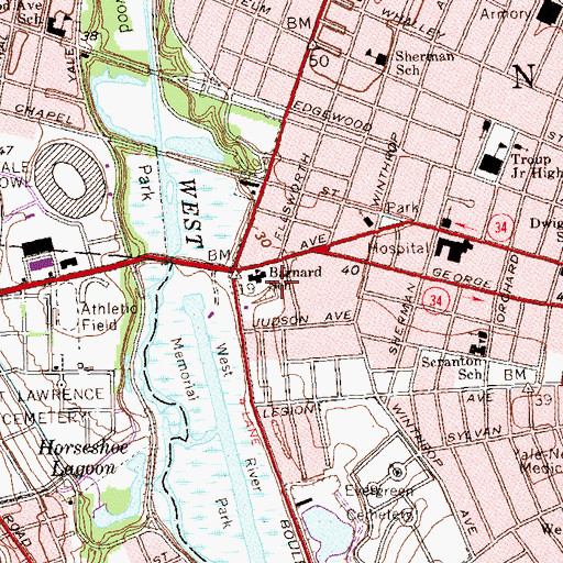 Topographic Map of Barnard School, CT