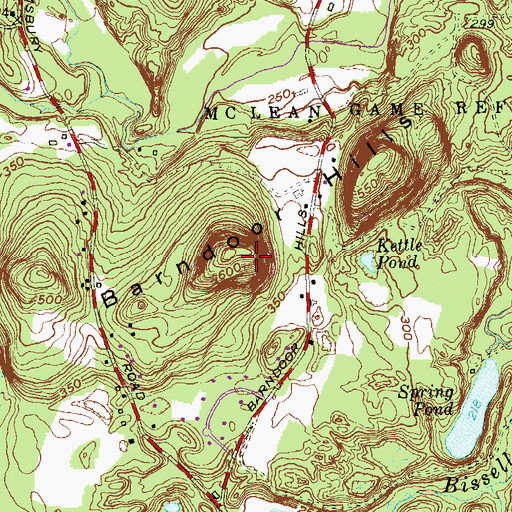 Topographic Map of Barndoor Hills, CT