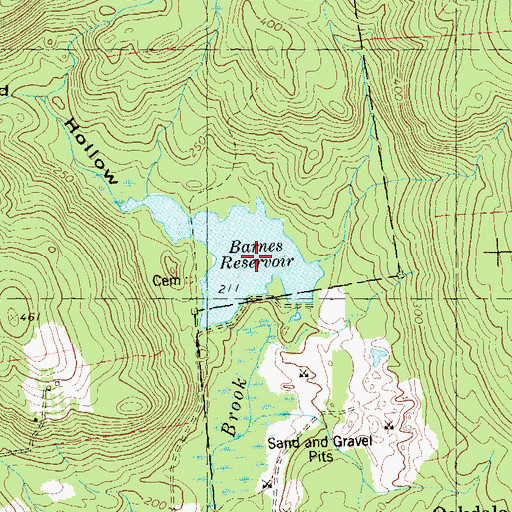 Topographic Map of Barnes Reservoir, CT